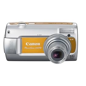Orange Canon PowerShot A470 Digital Camera - Front View