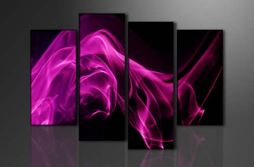 Produkt-Bild: Bild auf Leinwand Pink Lila 130 x 80 cm 4 Teile Modell-Nr. XXL 6142 Bilder fertig gerahmt&nbsp;auf echtem Holzrahmen riesig. Ausf&uuml;hrung Kunstdruck als Wandbild auf Rahmen. G&uuml;nstiger al0s &Ouml;lbild Gem&auml;lde Poster Plakat mit Bilderrahmen.