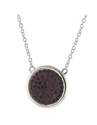 Sterling Silver Crystal Disc Pendant Necklace, 17.5"