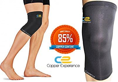 Copper Knee Brace Support, Unisex Compression Knee Sleeve, - Black - 1 Piece - Available in M, L, XL