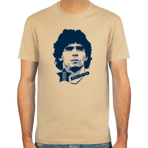T-Shirt Diego Maradona ::: Farbauswahl: skyblue, sand oder weiß ::: Größen: S-XL ::: Fußball-Kult