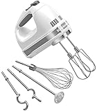 KitchenAid KHM926WH 9-Speed Digital Hand Mixer with Turbo Beater II Accessories and Pro Whisk - White