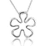 Sterling Silver Flower Diamond Pendant Necklace-0.05 carat