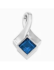 18K Yellow Gold Princess Cut Chatham Created Sapphire Pendant -- LIFETIME WARRANTY