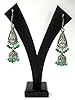 Dangle Earrings for Women Boho Fashion Jewelry Silver Oxidized Filigree Green