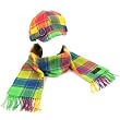Ladies Winter Plaid Adjustable Newsboy Cap Hat Softer Cashmere Scarf Set Rainbow