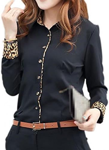 HUMASOL Women Summer Career Lady Black/White Leopard T Shirt Blouse Tops