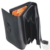 Black Quality Taurus Leather Zip Closure Purse.'