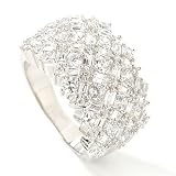 Sterling Silver Round & Baguette Cubic Zirconia Wide Ring