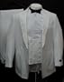 New Mens Six Piece (6pc) Complete White Tuxedo - One Button Jacket, Pants, Double Breasted Reversible Vest, Shirt, Satin Bow Tie, and Cummerbund Included