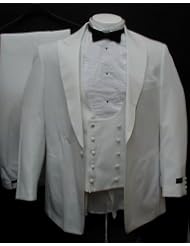 New Mens Six Piece (6pc) Complete White Tuxedo - One Button Jacket, Pants,... by New Era Factory Outlet