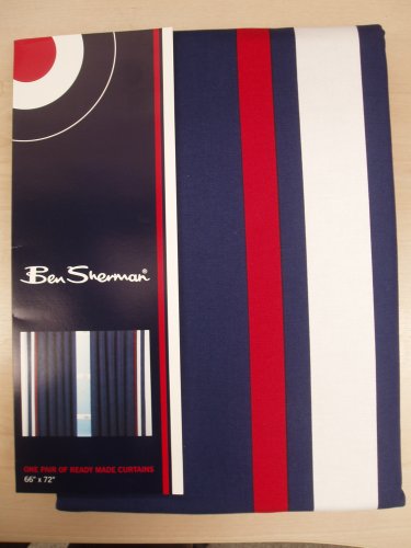 Childrens Toyshop  Third Party New : Ben Sherman Navy Blue Curtains Pair 66 x 72 OFFICIAL