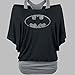Bigood Women's Faux Two-pieces Off-the-shoulder Batman Casual T-shirt Tops