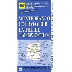 Piemont Wanderkarte, Karte, Landkarte: Mont Blanc, Monte Bianco, Courmayeur, La Thuile, Chamonix, San Bernado, la Salle, Entreves, Grandes Jorasses, topographische Wanderkarte 1:25.000, IGC