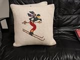Skier Wool Hooked Pillow