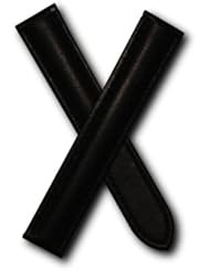 WSW Black genuine leather 17/16 mm deployment strap to fit Cartier watches
