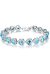 Girl Era Gorgeous Heart Gem Stone Silver Tennis Bracelet Friendship Bracelets