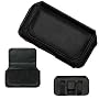 Executive Black Horizontal Leather Side Case Pouch with Belt Clip and Belt Loops for Samsung Omnia i900 i910, i908 / Samsung Instinct M800, M810, S30 / R800 Delve / EPIX i907 / Blackjack i617 / Jack i637 / Samsung Magnet A257, A177 / SGH-T349 [Perfect Fit by Accessory Export]