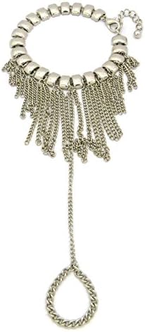 Letter Love Fashion Rounded Rectangle Metal Studs W/Tassels Drop Toe Ring &amp; Anklet