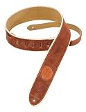 Levy's Leathers Suede Leather Guitar Strap with Cream Piping,Rust