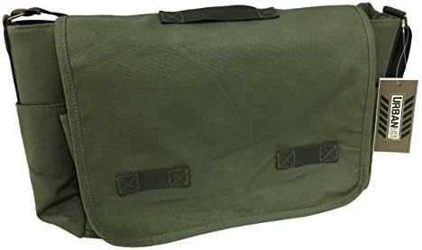 Canvas Messenger Bag Olive Green - PRICE REDUCTION Only $18 For A Limited Time. $37 Savings! Classic Military Style Messenger Bag For People On The Go. Efficient And Practical - Very Spacious w/ 12 Pockets In All - Zippers Where Needed - Padded Section For Computers -Tablets - Laptops - Deep Outer Pockets For Water Bottles. 100% SATISFACTION GUARANTEE - Amazing Intro Price - Sells Out Fast!