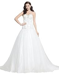 Plus Size Strapless Sequined Applique Beaded Lace Floor Length Sleeveless  Sweetheart Tulle Dropped   Waistline  Ball Gown  Dress with a Court Train  with a Brush/Sweep Train 