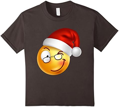 Kids Winking Face Emoji Christmas T-Shirt Smiley Emoticon 8 Asphalt