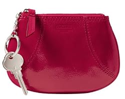Coach Soho Patent Mini Skinny Zip Top Case Bag with Key Chain 42050 Magenta
