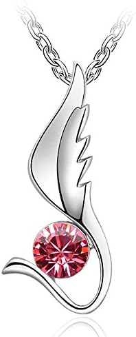 Pink Crystal Angel Wing Pendant Necklace Made With Swarovski Elements