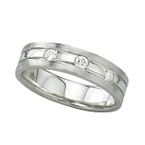 3 Diamond Men's Band 1/4 ct. Bezel Set in 14K White Gold