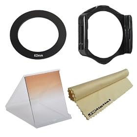 62mm Square Filter Kit for Cokin P Series System. Includes: Graduated Brown Square Filter + Square Filter Holder + Adapter Ring + JB Microfiber Lens Cleaning Cloth