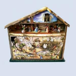 Kurt S. Adler Wooden 24 Days Nativity Advent Calendar Music Box 20-Inch X 4.5-Inch X 19-Inch, O Little Town of Bethlehem