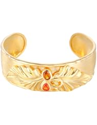 18k Gold Over Sterling Silver Synthetic Orange and Yellow Corundum Autumn Cuff Bracelet
