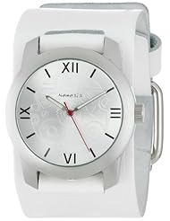 Nemesis Womens WHST068S Elite Collection Silver on White Leather Band Watch