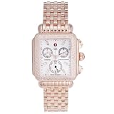 Michele Women's 'Deco' 18K Rose Gold Plate Diamond Chronograph Watch MW06P01B0046
