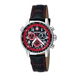 Wenger Men`s 70874 Commando SR Chrono Red Dial Black Leather Watch
