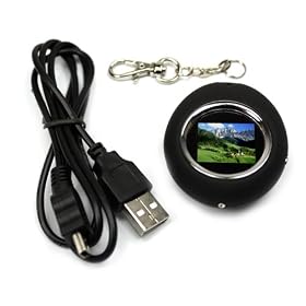 1.1 1.1-inch Small Egg-shaped Digital Photo Frame with Key Chain Black