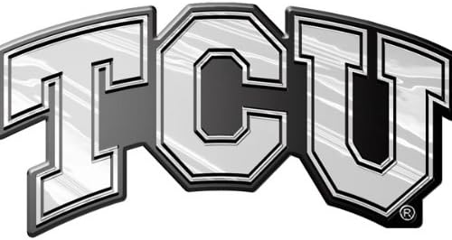 TCU Horned Frogs "TCU ONLY" Silver Chrome Colored Auto Emblem Decal Texas Christian University