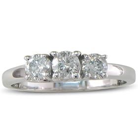 1/2ct Three Diamond Engagement Ring in Sterling Silver, Available Ring Sizes 4 - 9, Ring Size 4: Jewelry
