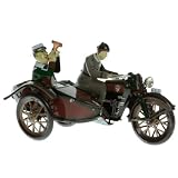 Jouet mécanique Moto Sidecar Saxo Réédition Paya en tôle / Métal dit jouet Ancien