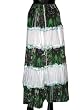 Casual Skirts-White Green Color Printed Elastic Skirts Comfortable Indian Clothing 38inch Free Shipp