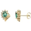 14K Yellow Gold Emerald and Diamond Earrings