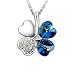Kleeblatt Kette mit Swarovski Kristallen AB glänzenden blauen