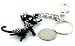 Large Black Dancing Kitty Cat Charm Key Chain with Clip & Ice Crystals