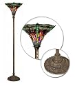 Tiffany-style Dragonfly Red & Purple Torchiere Lamp