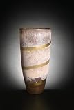 Acid Finish Vase with Large Gold Painted Stripe