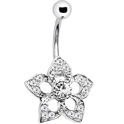 Selene Crystalline Flower Dangle Belly Button Ring
