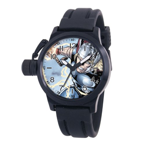 Marvel Comics Men's MA0707-D491-BlackRubber 'Thor' Crown Protector Watch