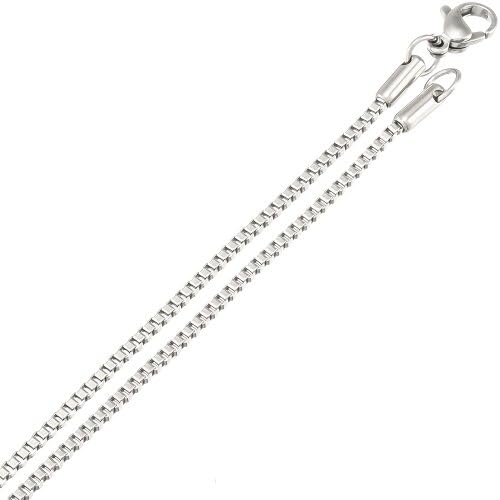 1.5mm Stainless Steel 3D Box Link Chain Necklace, 22 Inches