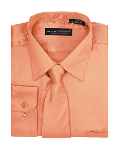 14 Premium Boys Peach Dress Shirt + Matching Tie Set